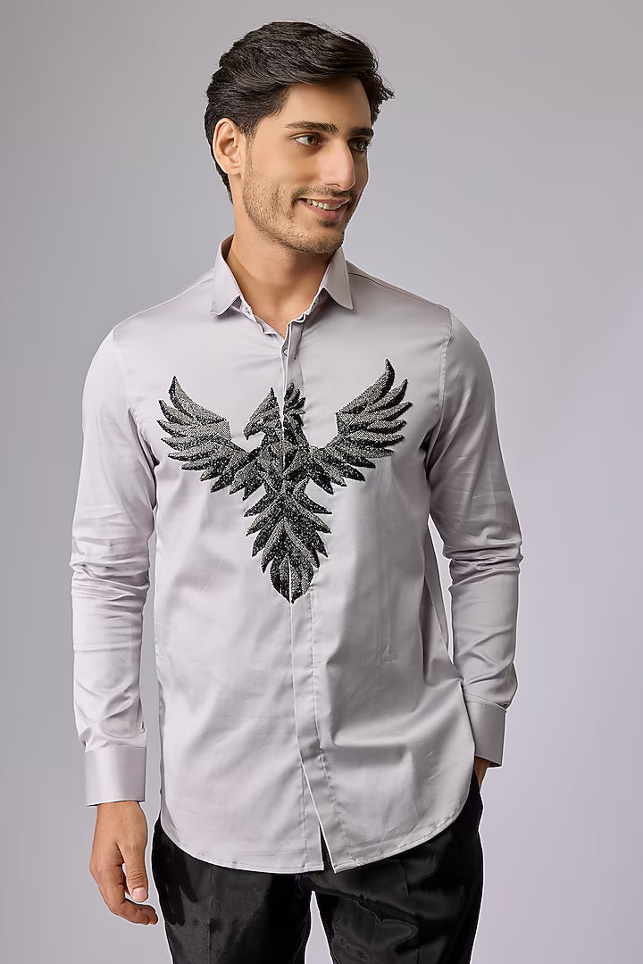 Grey Shirt with 3D Phoenix on Center