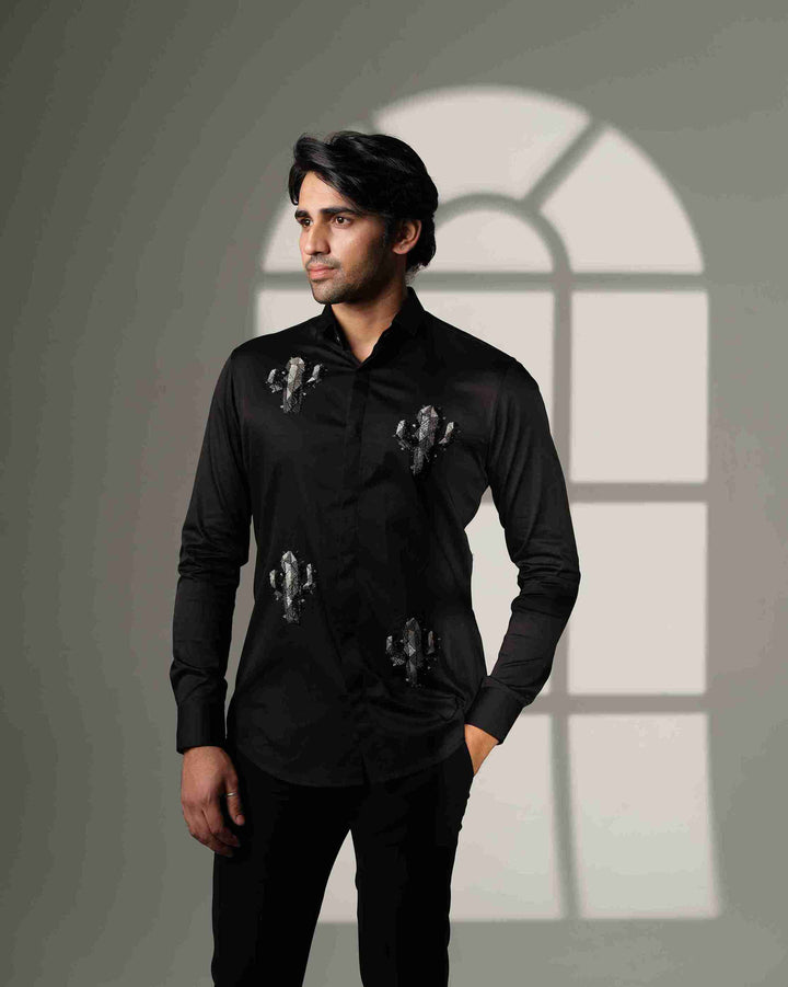 Black Shirt with Cactus Quartet