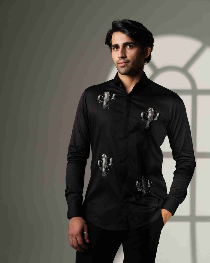 Black Shirt with Cactus Quartet