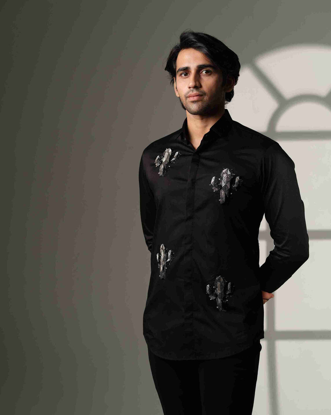 Black Shirt with Cactus Quartet