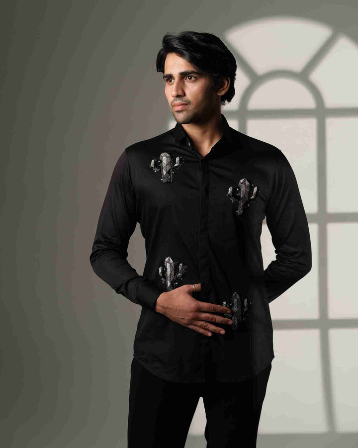 Black Shirt with Cactus Quartet