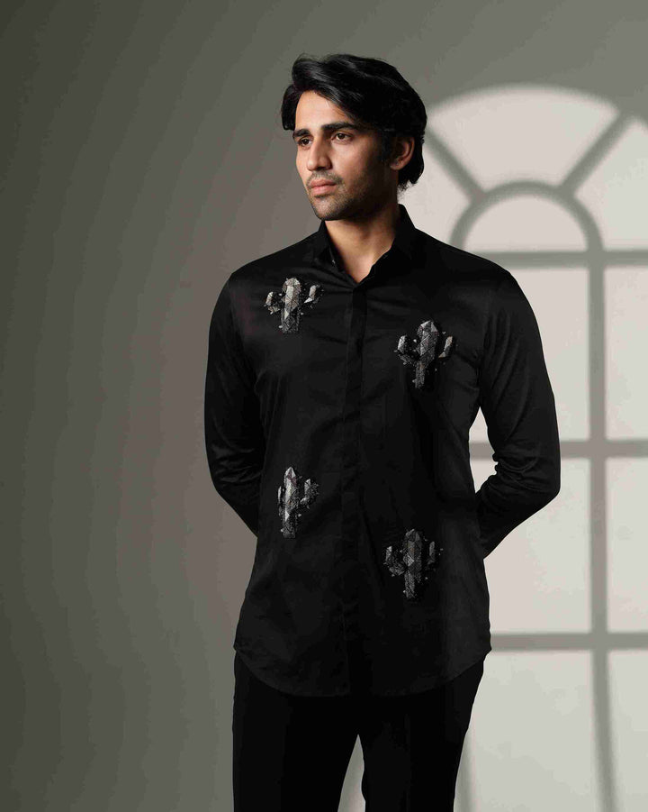 Black Shirt with Cactus Quartet