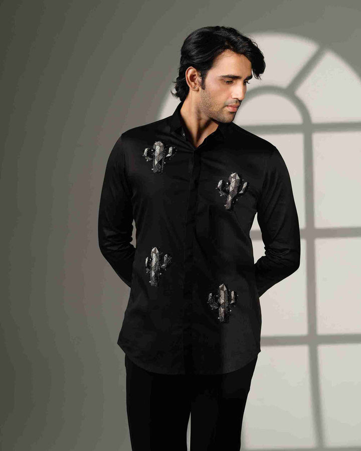 Black Shirt with Cactus Quartet
