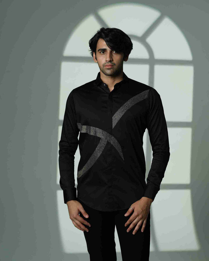 Black Shirt with Gunmetal Eclipse Cross