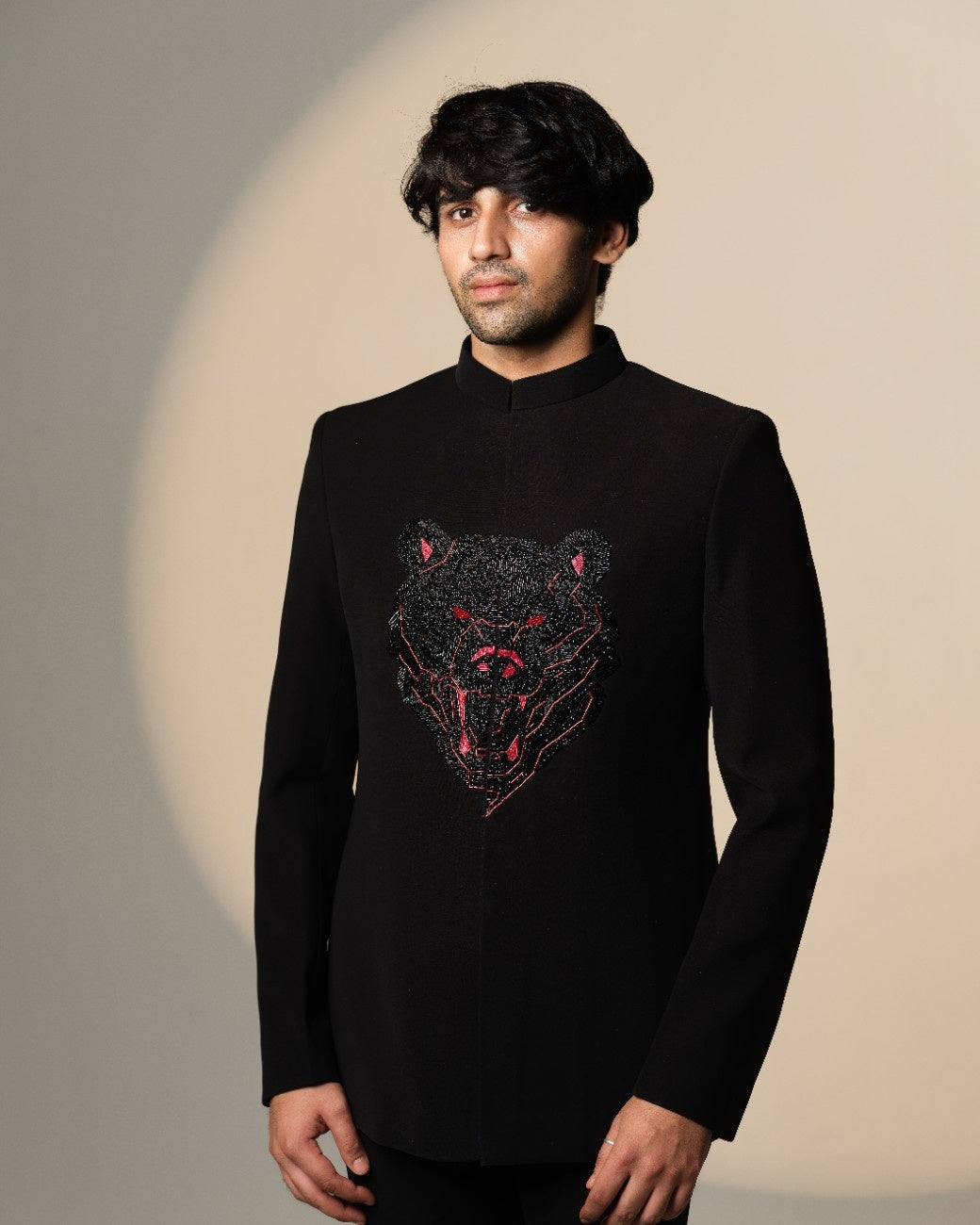 BLACK BEAR WITH RED EYES ON BLACK BANDHGLA SET