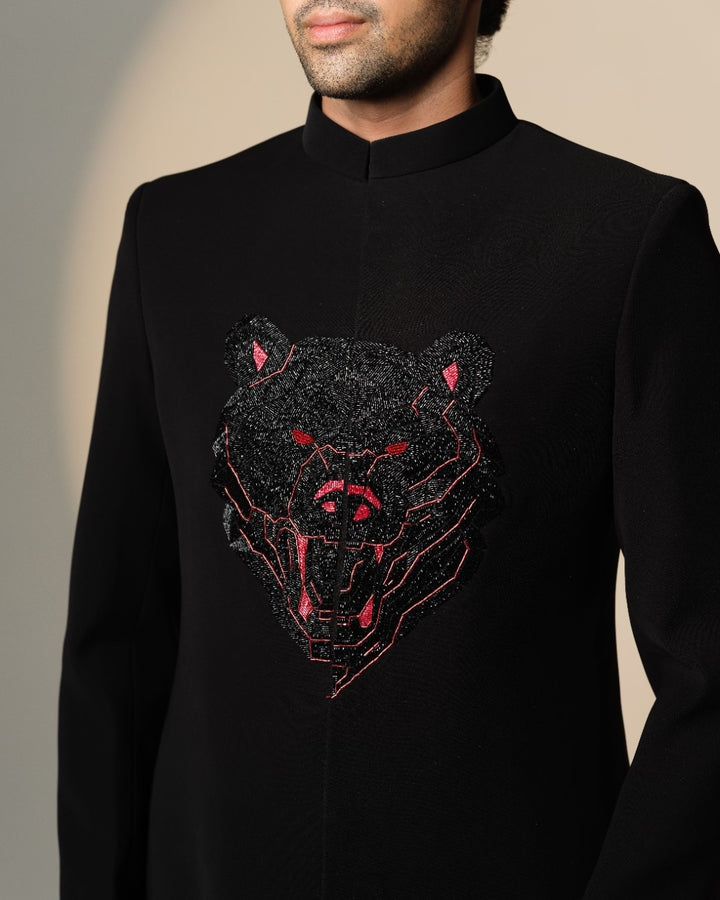 BLACK BEAR WITH RED EYES ON BLACK BANDHGLA SET