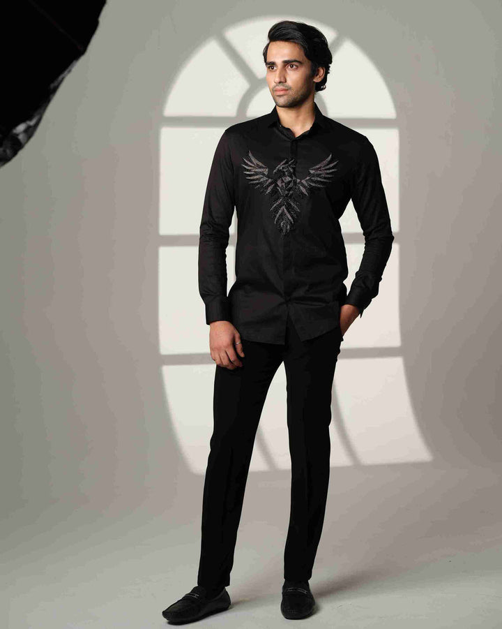 Black Shirt with 3D Phoenix on Center