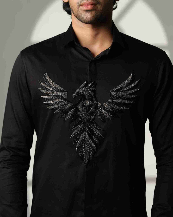 Black Shirt with 3D Phoenix on Center