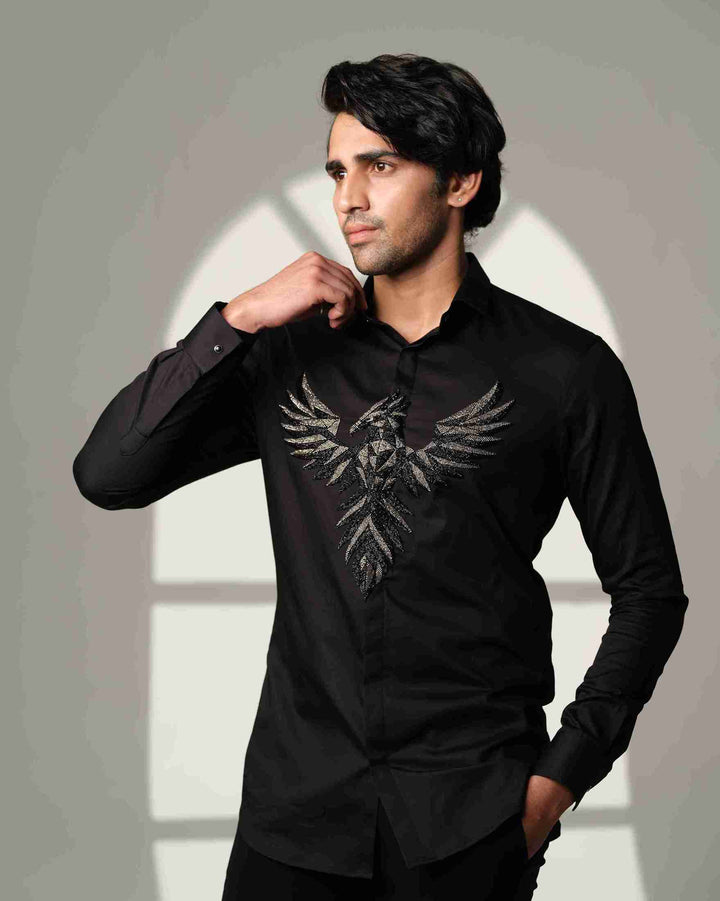 Black Shirt with 3D Phoenix on Center