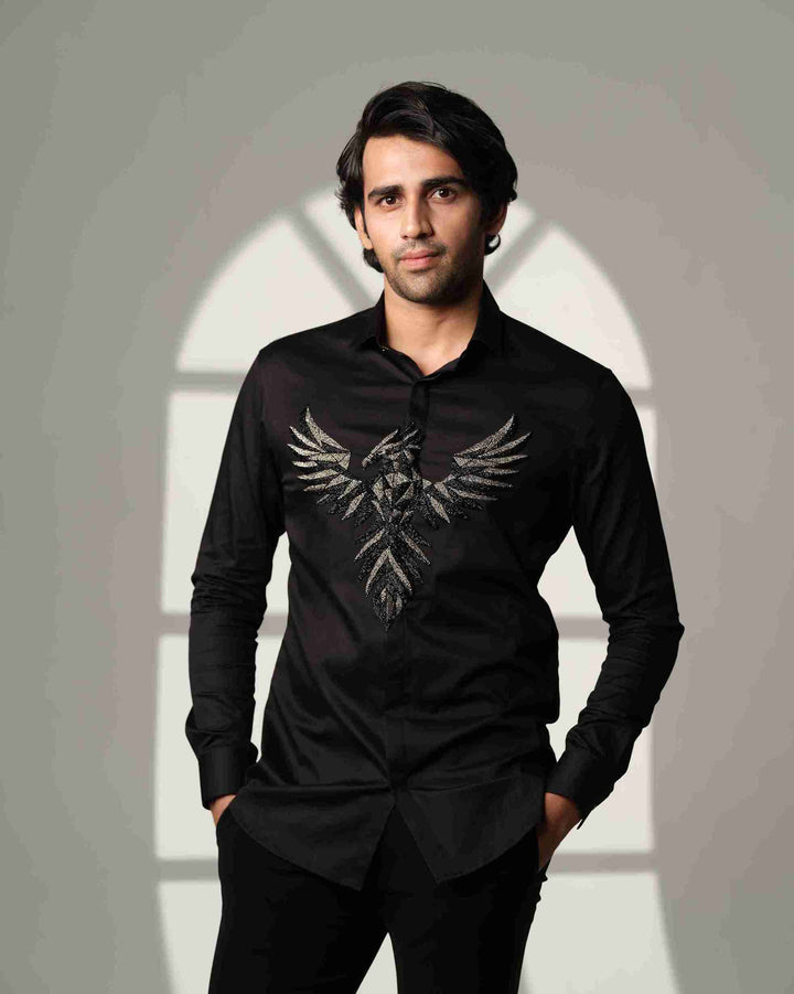 Black Shirt with 3D Phoenix on Center