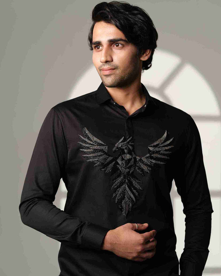 Black Shirt with 3D Phoenix on Center