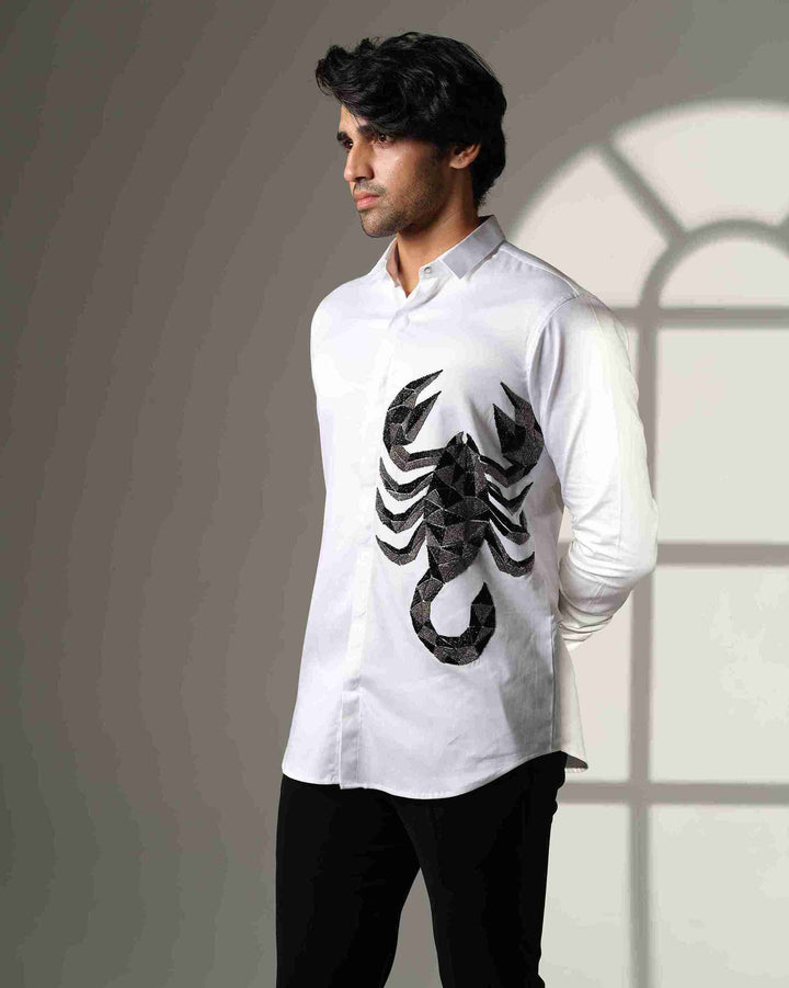 White Shirt with 3D Scorpion
