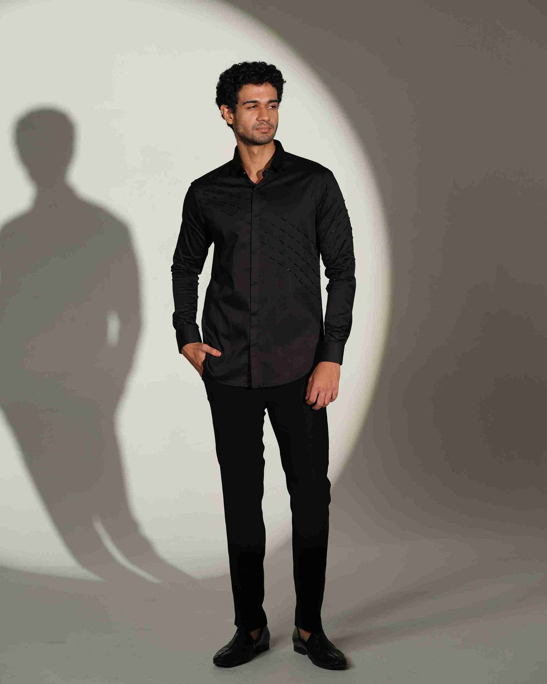 Black Shirt with Black Slanting Sally lines