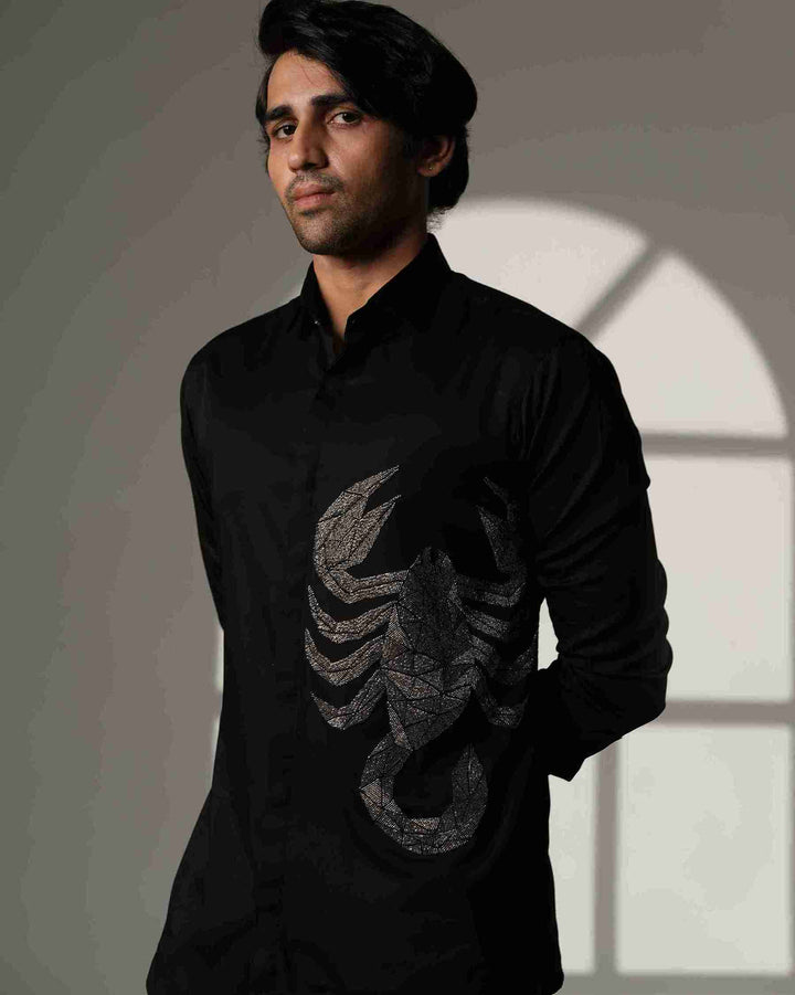 Black Shirt with Gun Metal Scorpion