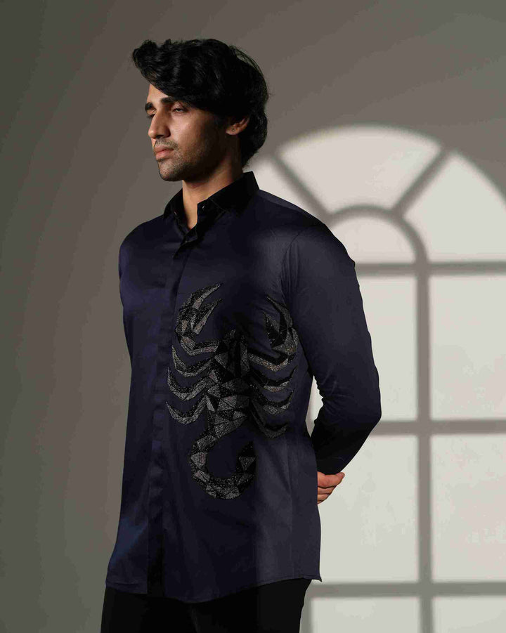 Navy blue Shirt with 3D Scorpion