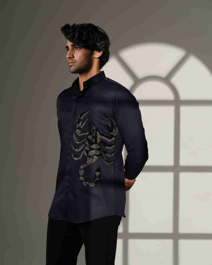 Navy blue Shirt with 3D Scorpion