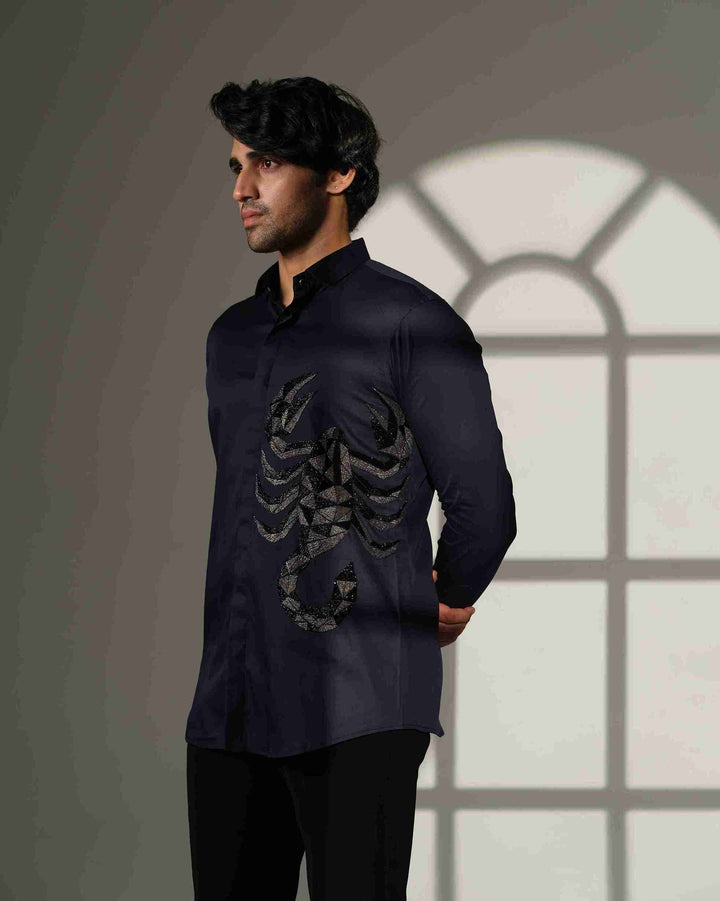 Navy blue Shirt with 3D Scorpion