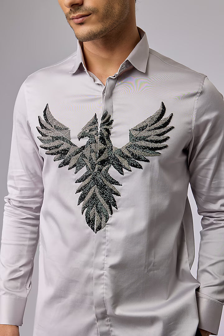 Grey Shirt with 3D Phoenix on Center