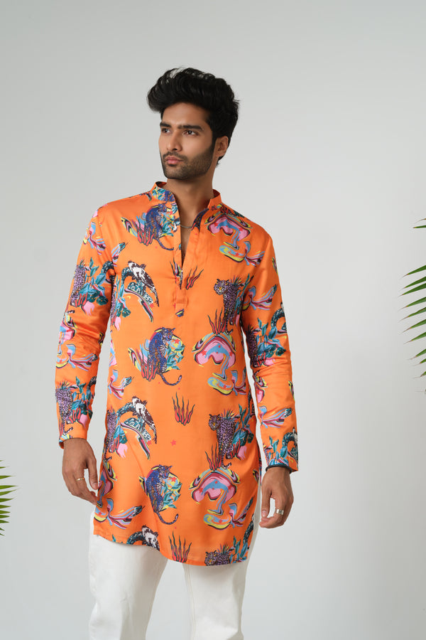 ORANGE PRINT KURTA