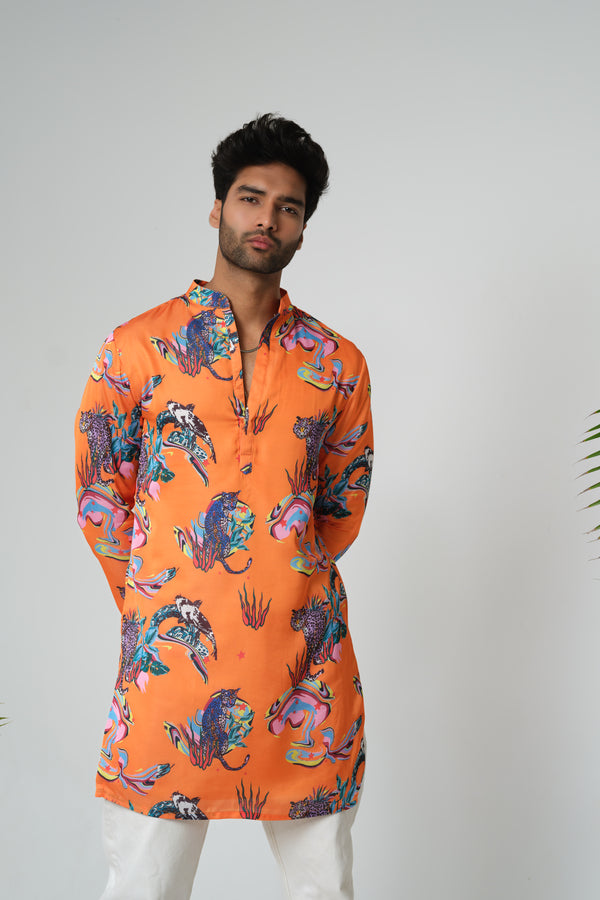 ORANGE PRINT KURTA