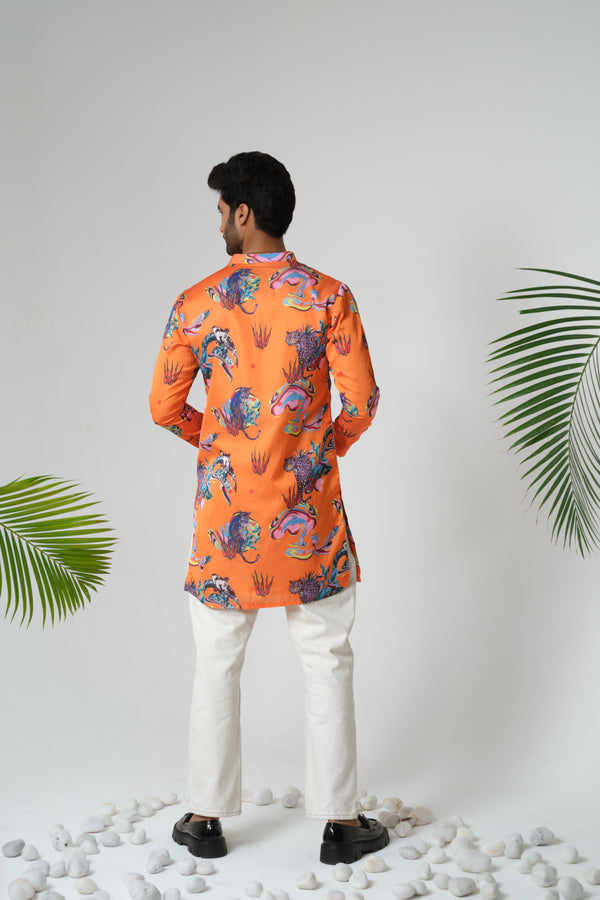 ORANGE PRINT KURTA