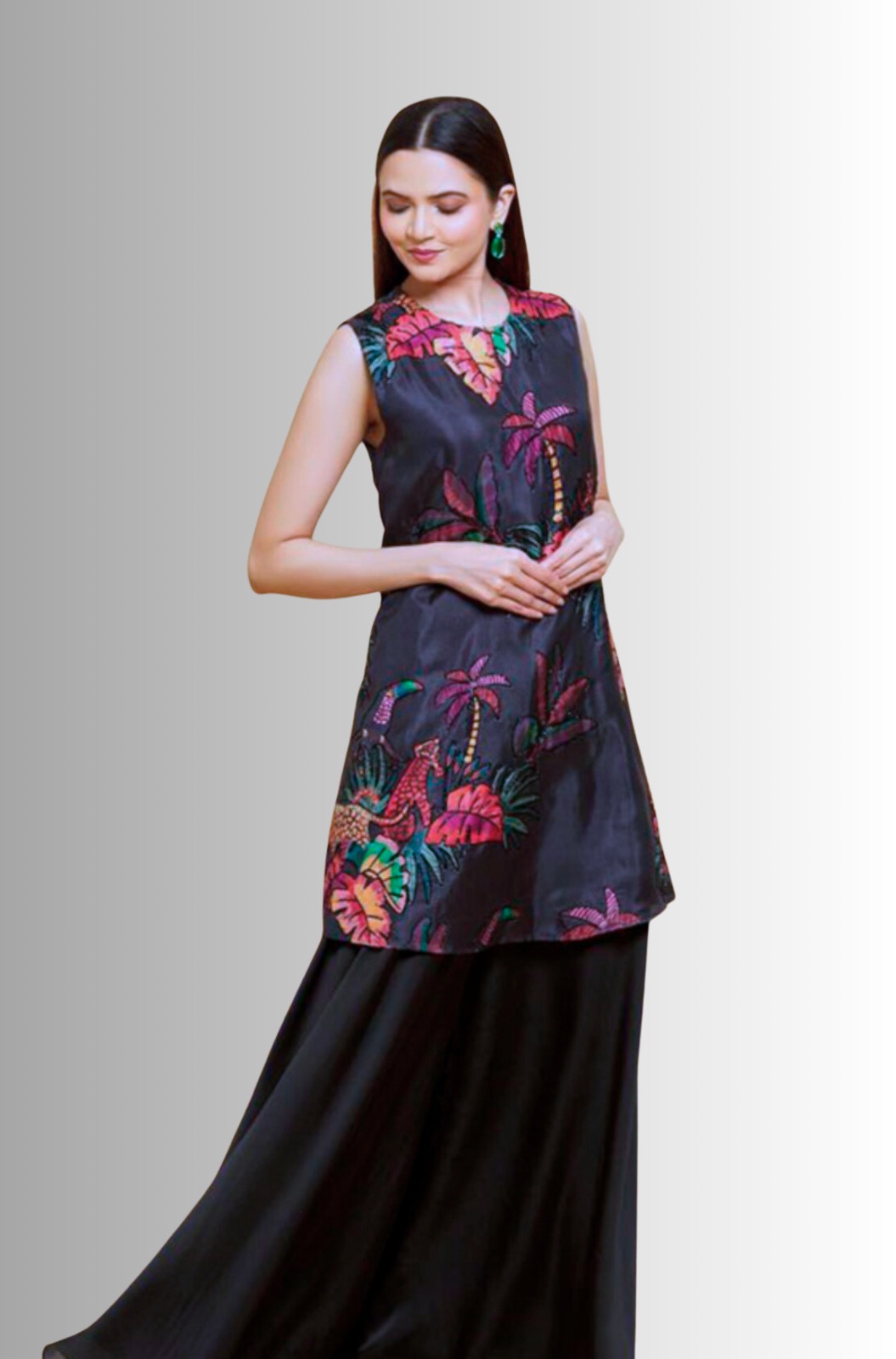 Flared Kurta with Sharara Pants  Dupatta Price in India Full  Specifications  Offers  DTashioncom